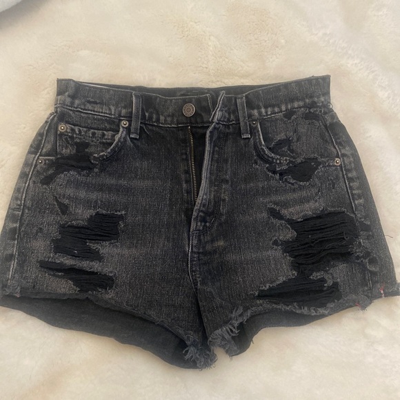 Agolde Dark Denim Jean Shorts - Picture 2 of 5